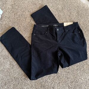 NWT Ann Taylor LOFT Black Corduroy-like  Straight Pants Size 29/8P